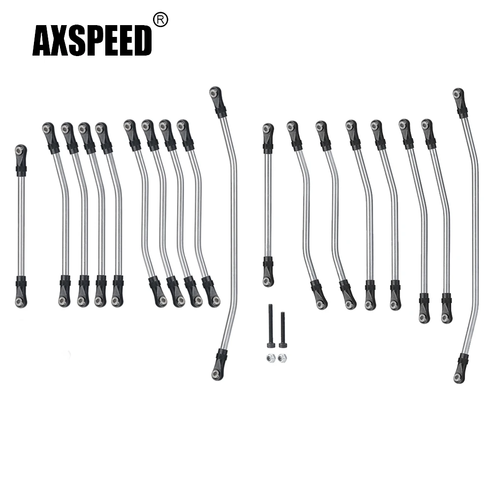 AXSPEED Stainless Steel Steering Linkage Link Rod Set with Nylon Ball End for Axial Wraith 90018 90048 RR10 1/10 RC Car Parts