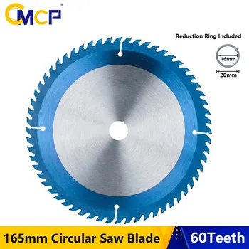 Lâmina de serra circular cmcp 165mm 60 dentes tct lâmina de serra nano azul revestido lâminas de ponta de carboneto ferramenta de corte de disco de corte de madeira