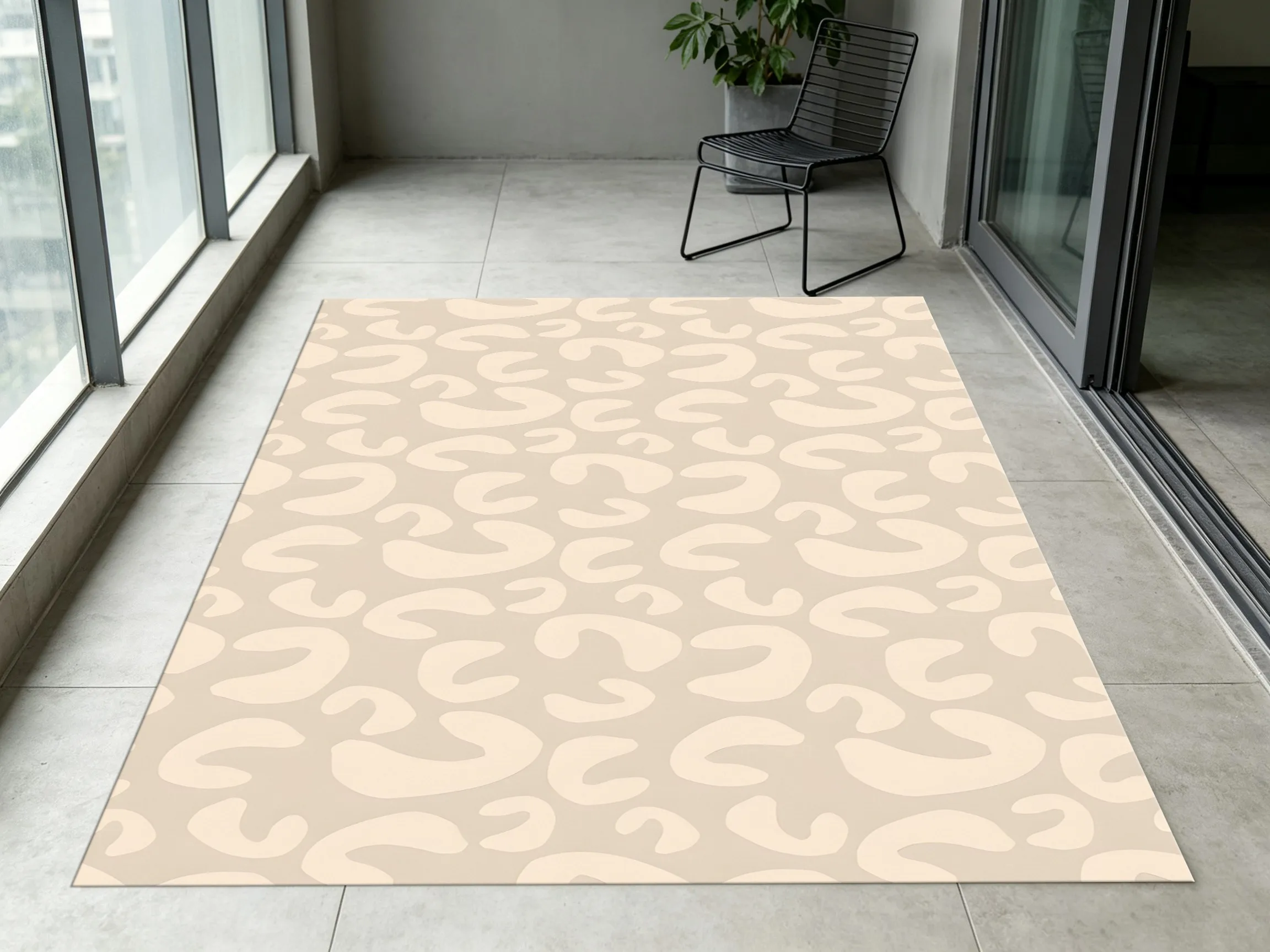 2D Large Carpet, Milk Apricot Minimalist Leopard Print, Gentle Cream Style, Living Room & Bedroom