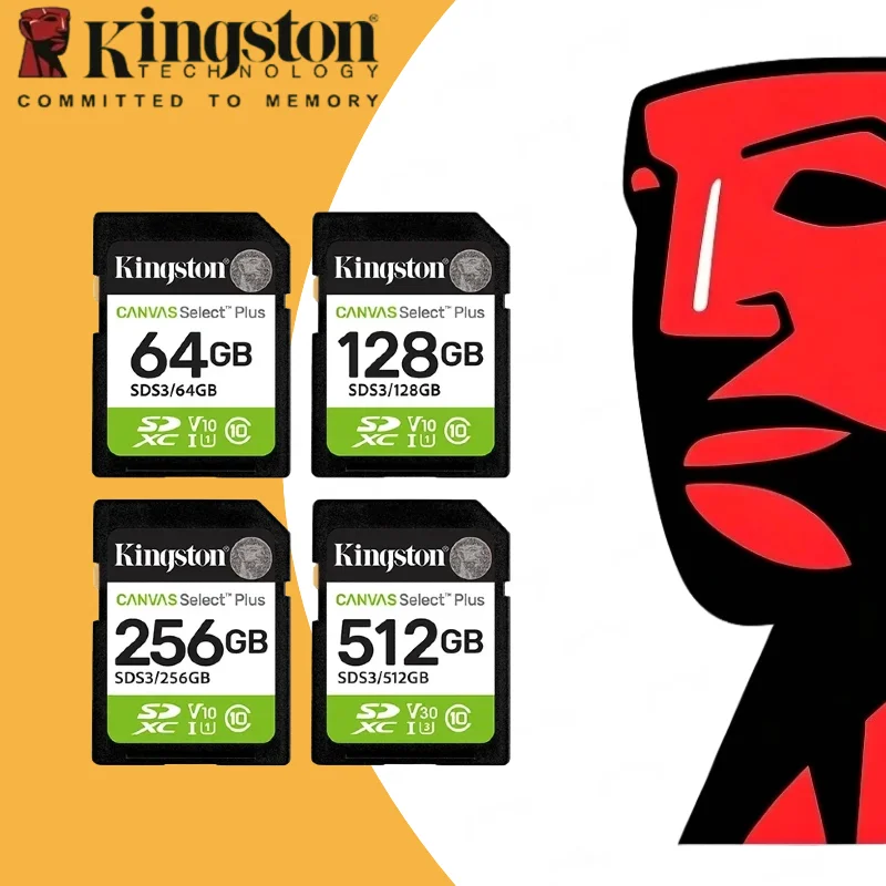 Kingston Canvas Select Plus SD Card 32GB 64GB 128GB 256GB Memory Card Up to 100MB/s read SDS2 Flash Card C10 for Camera