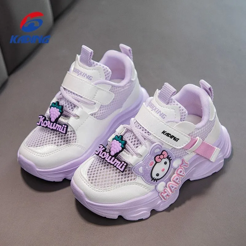 مرحبا كيتي أنيمي Kawaii سانريو Ins موضة جوفاء شبكة واحدة أحذية رياضية الصيف لطيف الأطفال باطن لينة أحذية الهدايا اللعب