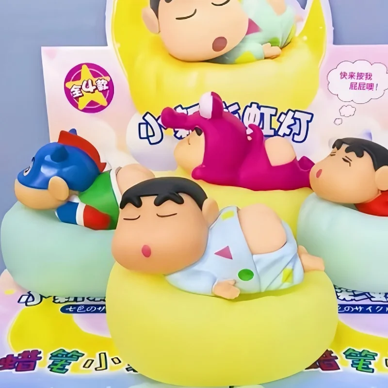 Crayon Shin Chan-caja ciega con luz nocturna de arcoíris para niños, juguete para dormitorio, cabeza de cama, luz para dormir, regalo de Navidad para novio