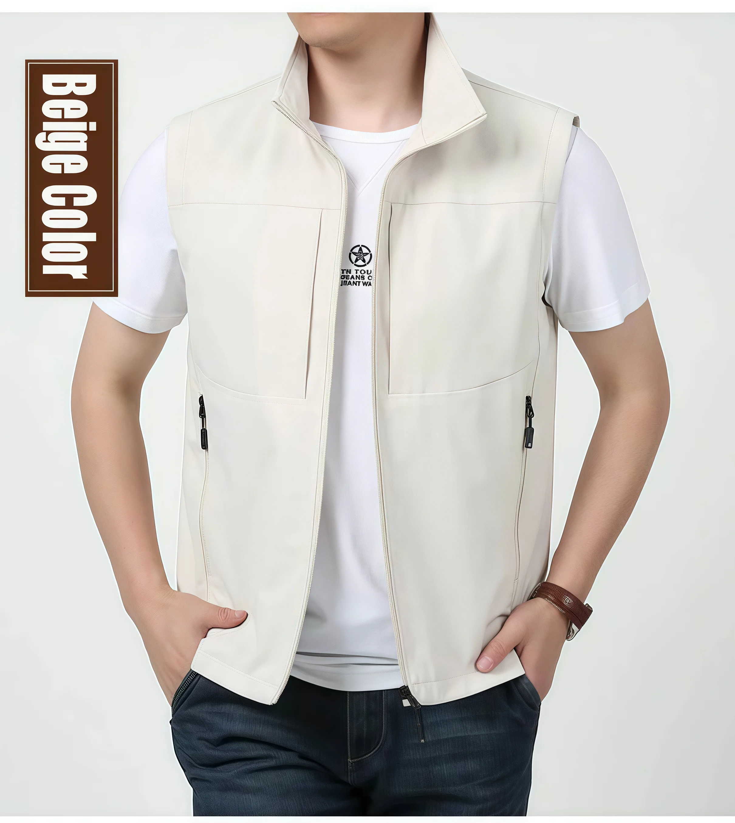 

Sleeveless Running Jacket Outdoor Hiking Fishing Vest Men Waterproof Windproof Biker Vest Men Clothing Large Size 12 Colors