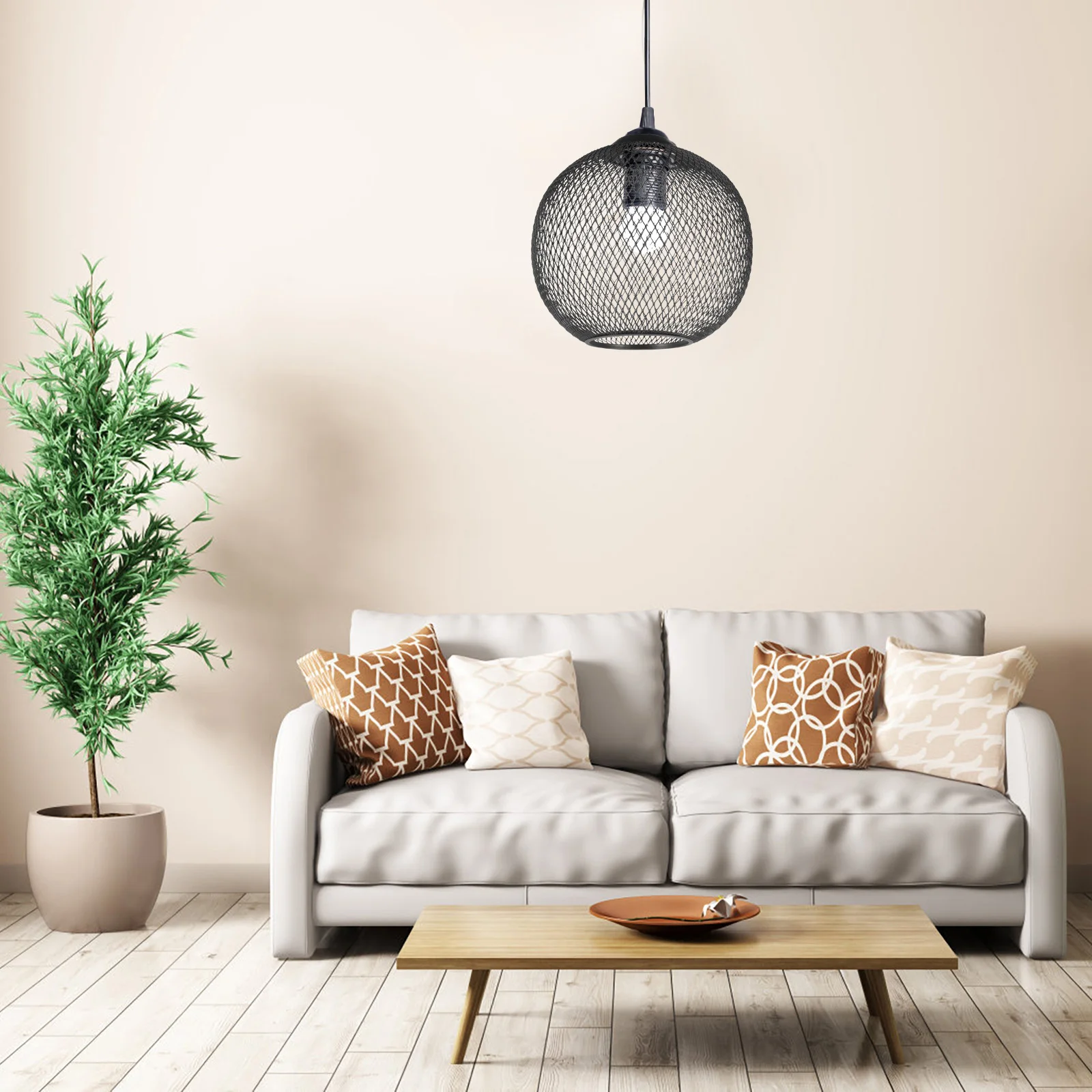 الكرة على شكل غطاء مصباح الحديد الجوف خارج غطاء خفيف معدني للسقف جدار مصباح أرضي قلادة ضوء الظل قفص الحرس #6