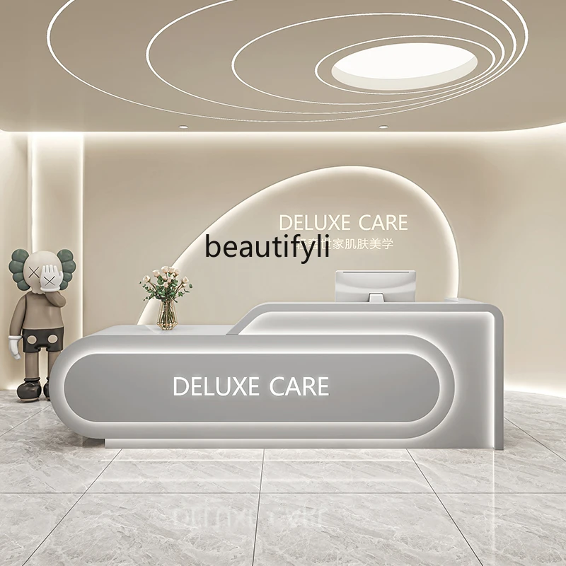 Beauty salon bar counter curved clothing store checkout page company paint reception