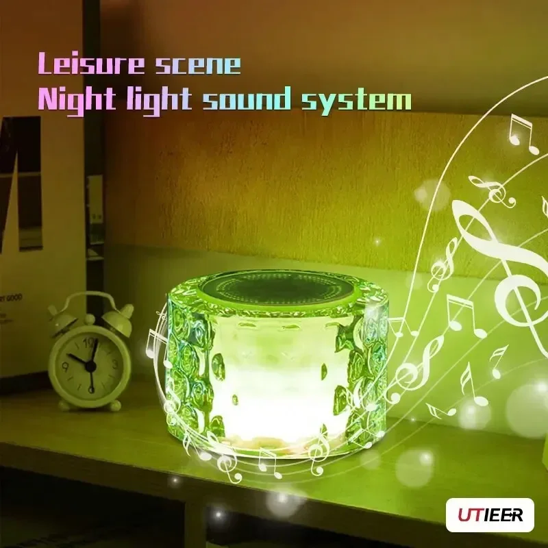 

Sound Bedside Atmosphere Subwoofer Large Volume Glass Crystal Nightlight Bluetooth Speaker Desktop Creative Gift