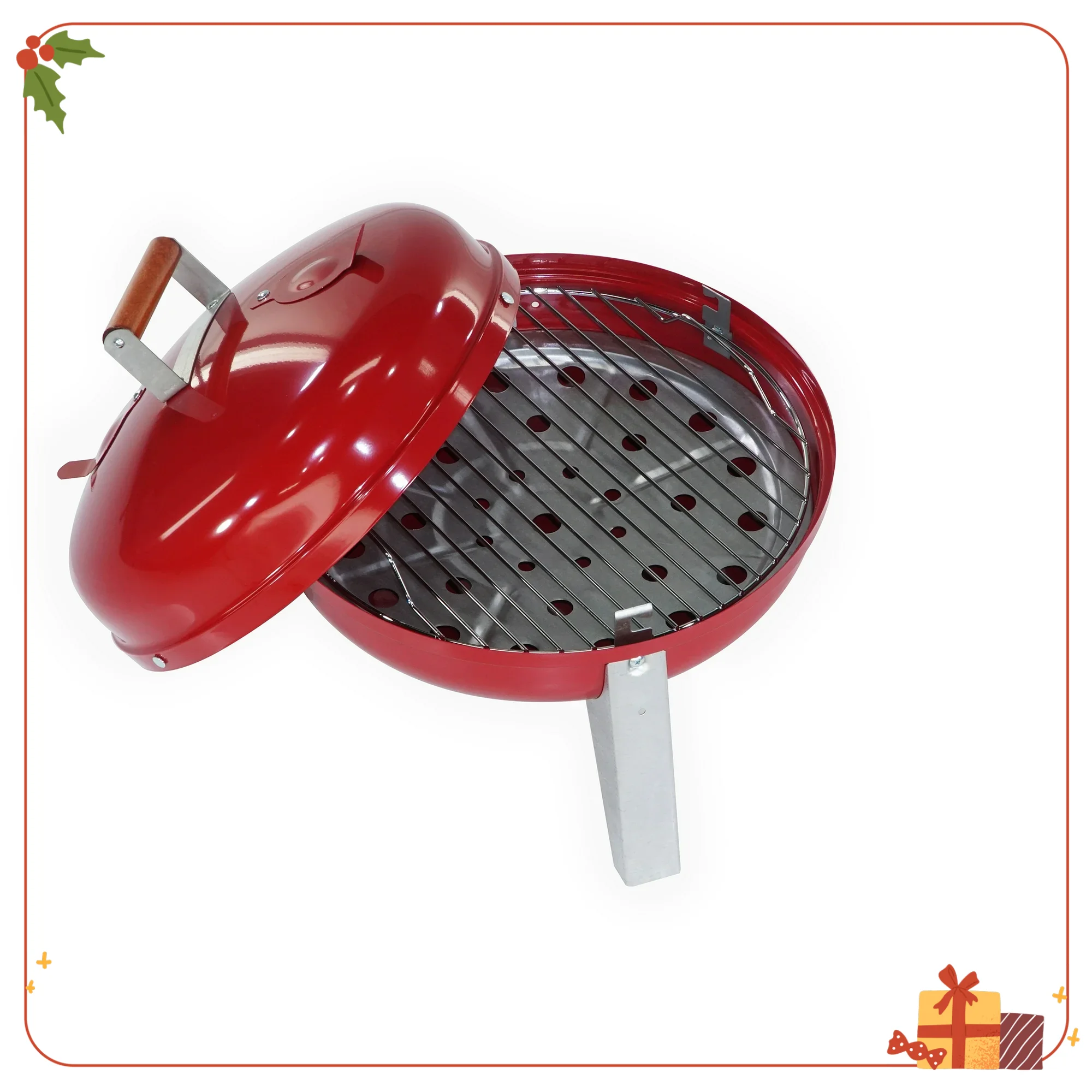 

Portable Steel Charcoal Grill, Compact Outdoor BBQ for Camping, Tailgating & Picnics, Easy Transport