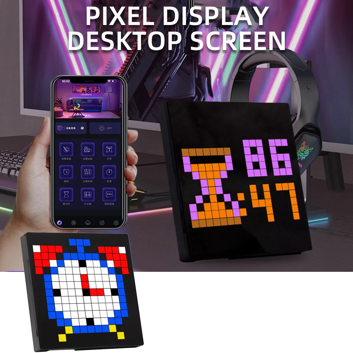 Smart LED Pixel Display RGB DIY Night Light App Control Programmable Graffiti Animation Display For Gaming Room Home Decor ,Bar