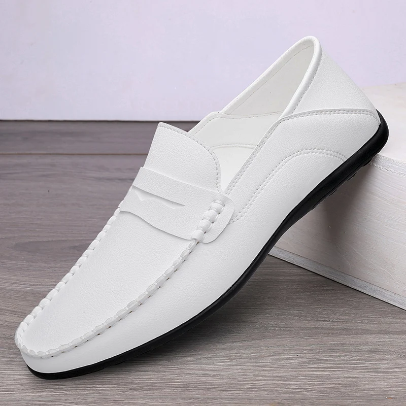 Spring Men Loafers Slip On Leather Men Casual Shoes Plus Size 38-47 Footwear Flats Moccasins