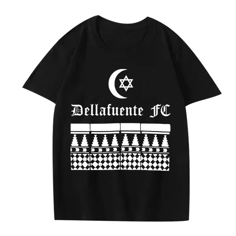 

2025delafuente classic graphic T-shirt oversized pure cotton streetwear short-sleeved summer fashion print unisex top
