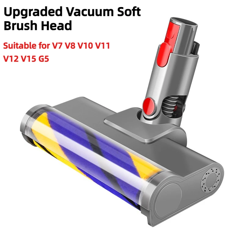 Vacuum Roller Brush Head Replacement For Dyson V7 V8 V10 V11 V15 Vacuum Cleaners Parts Soft Brush Head with Green LED Light