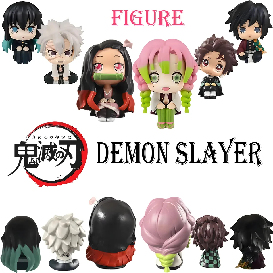

6 шт./компл., сидящая фигурка Demon Slayer, игрушка, аниме Tanjiro Nidouzi Inosuke, фигурки героев, модель игрушки, детский подарок на Рождество, день рождения