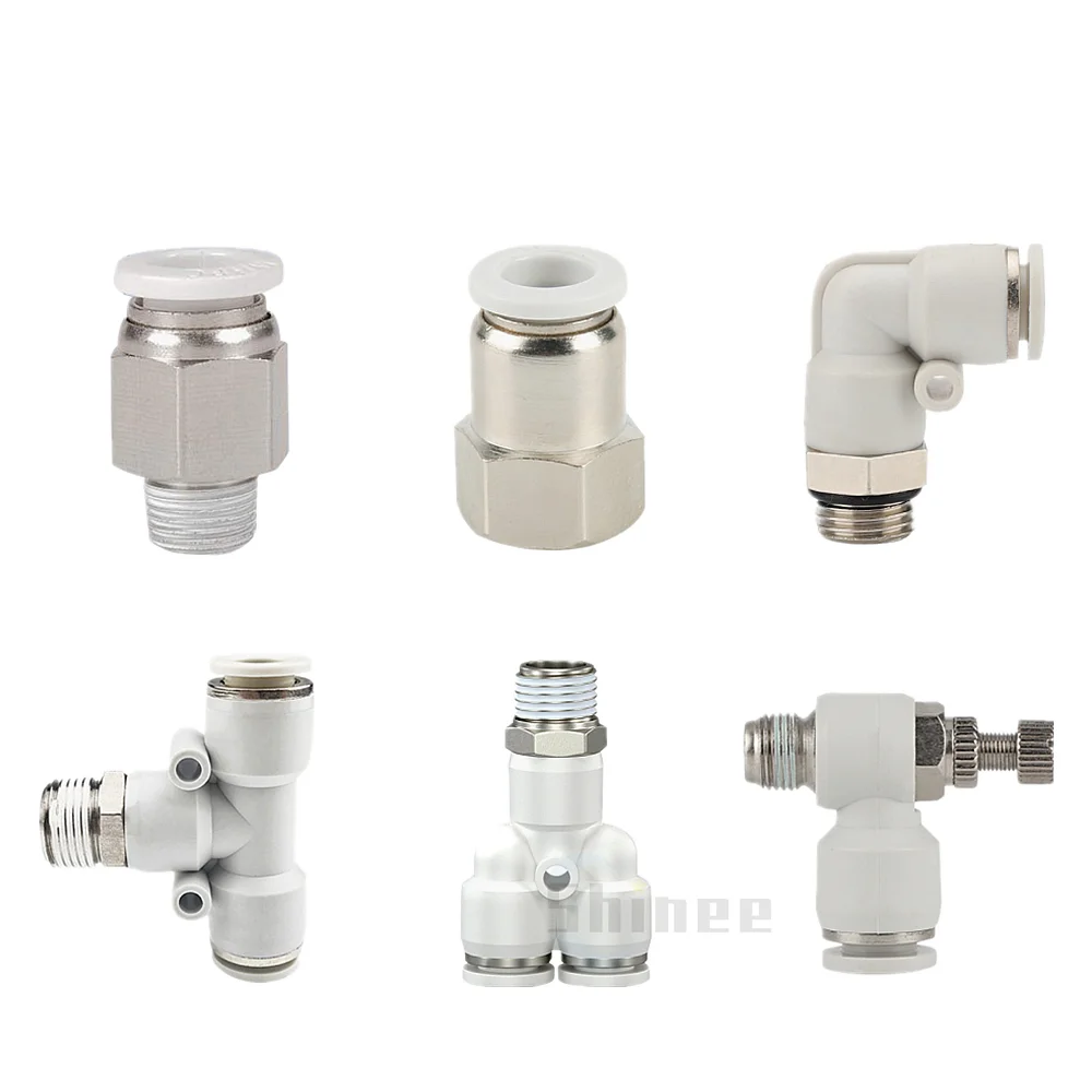 Conector neumático de manguera de plástico blanco, accesorios rápidos de tubería de aire, rosca macho, PC/PCF/PB/PL/PX/SL, 12/10/8/6/4mm, 1/4, 1/2,