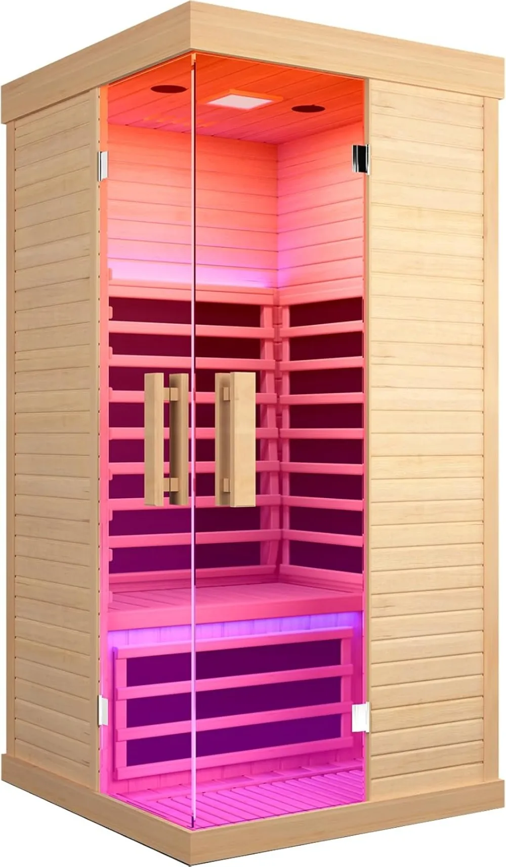 

Sauna Room Indoor Far Infrared Saunas Home Canadian Hemlock 1420W Low-EMF Dry Saunas Single Person Spa with Oxygen Bar 7 Color