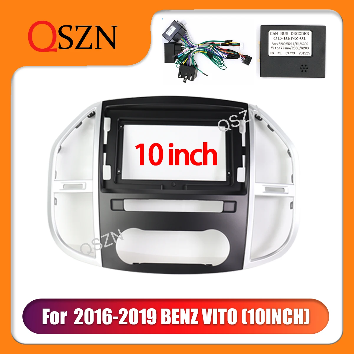 

QSZN 9 inch Car Radio Frame Fascia For Mercedes Benz Vito 3 2014-2020 Dashboard Mount Kit 2 Din Installation Stereo DVD