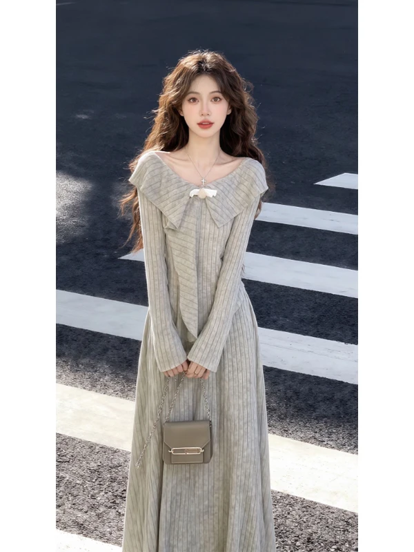 

Elegant Slim Fit High Waist Midi Skirt And Knitwear Two Piece Set for Women Comfortable Long Sleeve V Neck Winter Spring Autumn