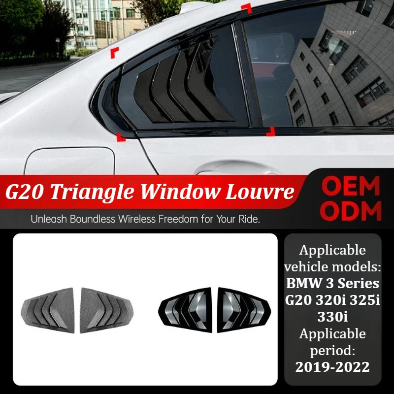 

For BMW 3 Series G20 320i 325i 330i 2019-2022 Triangle Side Window Louvre Vent Cover Exterior Styling Car Exterior Accessories