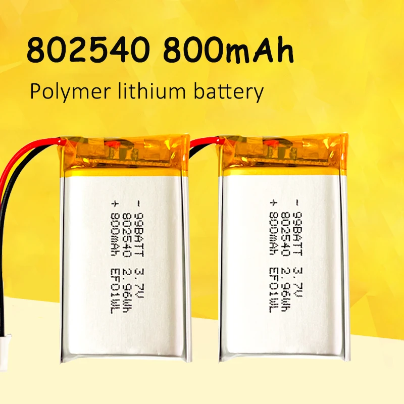 802540 Akku 3,7 V 800 mAh Polymer-Lithium-LiPo-Akku für Taschenlampe, Fernbedienung, Handventilator, Selfie-Stick