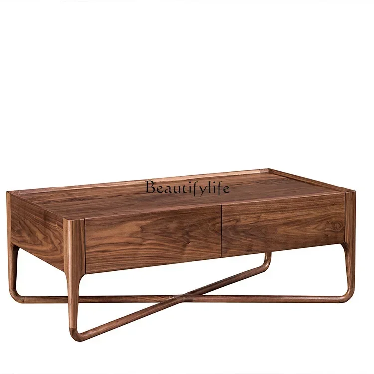 XX39*North American black walnut coffee table living room simple all solid wood oval Nordic log low table
