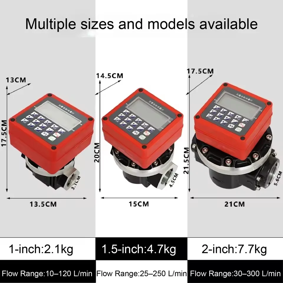 1inch/1.5inch/2inch Quantitative Oval Gear Flow Meter 12V/24V/220V High Precision Electronic Flowmeter for Fuel Diesel Gasoline