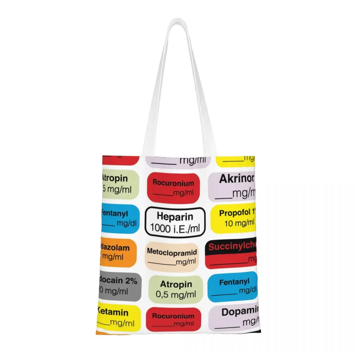 Custom Anesthesia Medication Doctor Medical Nurse Hospital Grocery Shopping Bags Canvas Shopper Shoulder Tote Bag Handbag