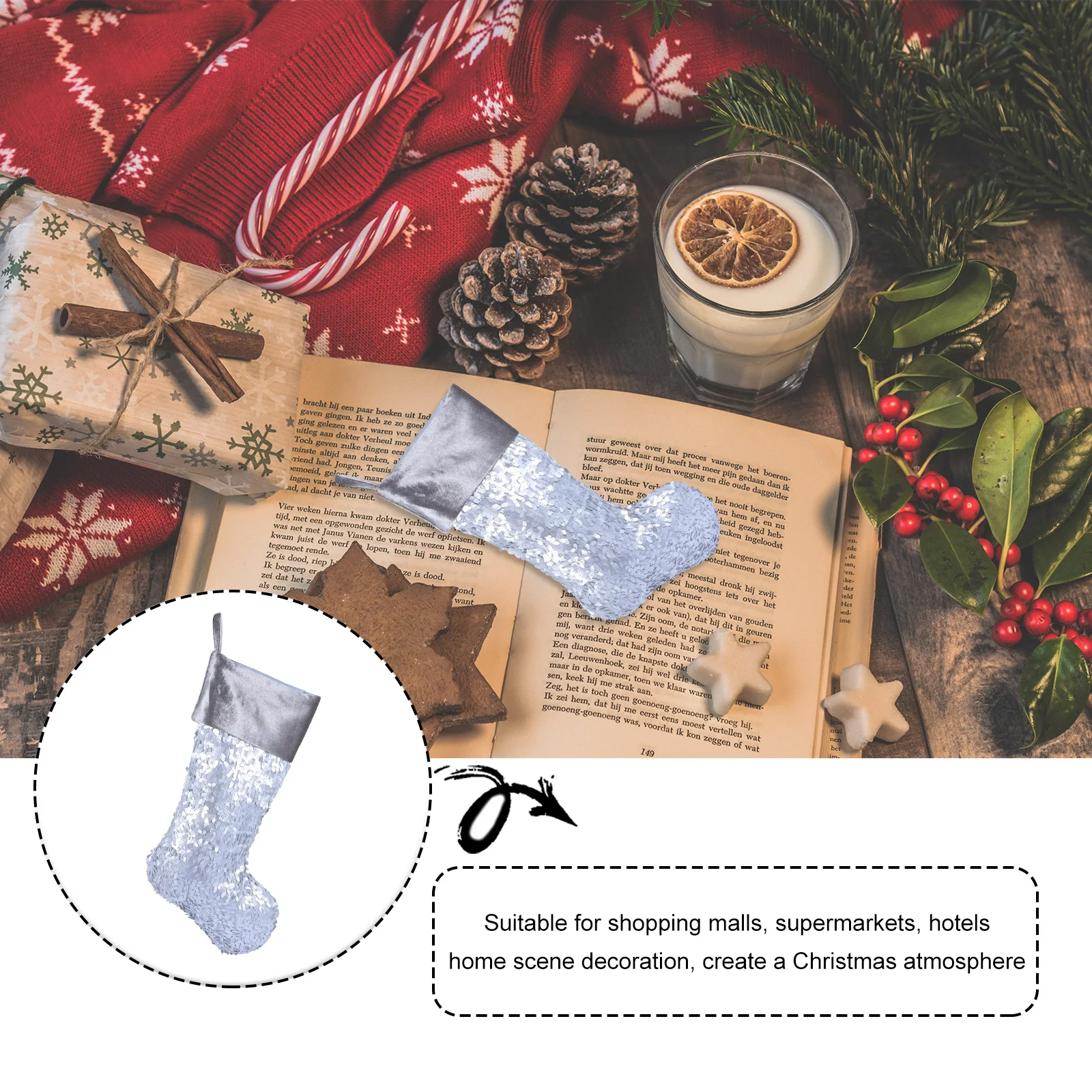 

Christmas Stockings Socks for Xmas Hanging Pendants Decor Bags Festival Gifts Sequins Velvet Storage Bags