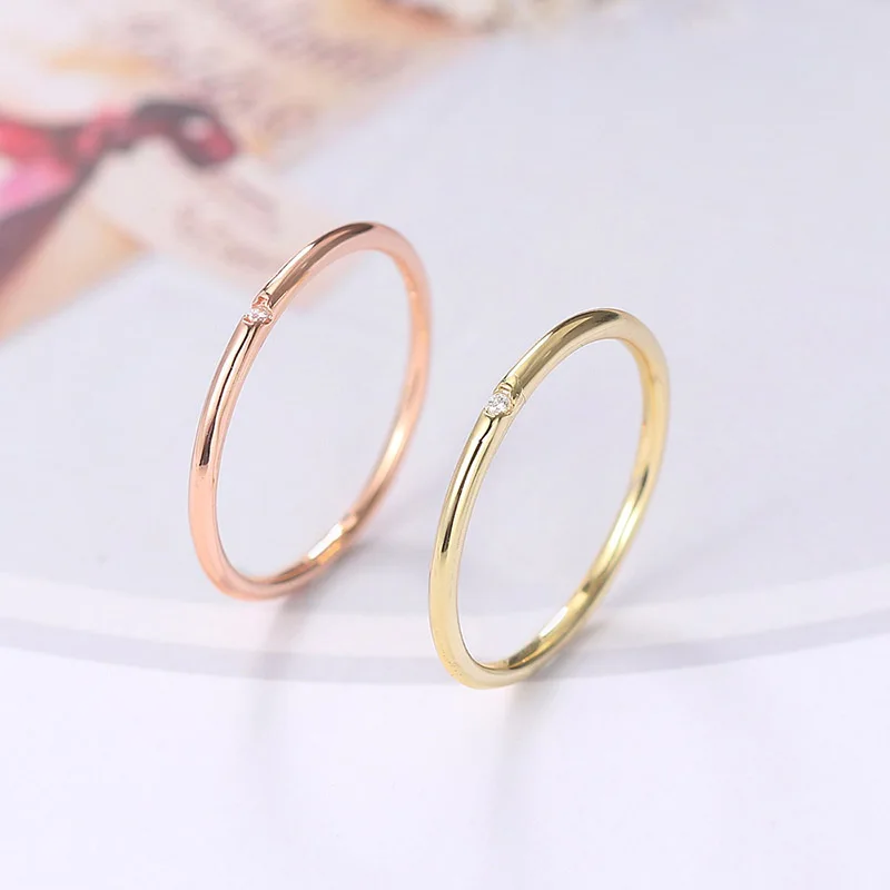 Minimalistyczne delikatne pierścionki dla kobiet 3 kolory 1mm cyrkon okrągły cienki kobiecy pierścionek damski moda biżuteria hurtownia Dropship KCR101 — zdjęcie 2