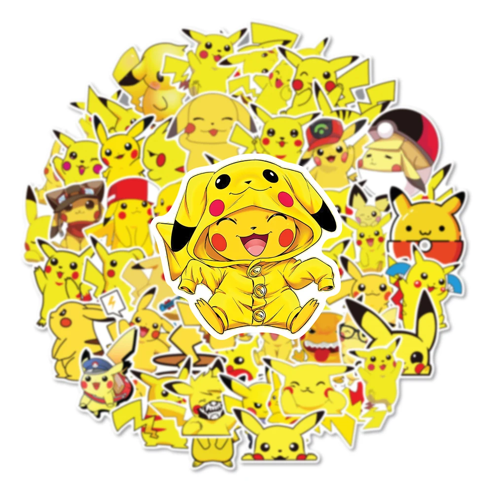 10/30/50Pcs Pokemon Pikachu Stickers Grappige Decals Kids Gift Classic Diy Speelgoed Voor Telefoon Koffer Plakboek koelkast Anime Sticker