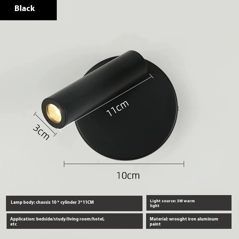 Adjustable LED Wall Lamp Sconce Creative Bedside Reading Lamp for Hotel Bedroom Study Rotating Small 3W Spotlight AC 90-240V