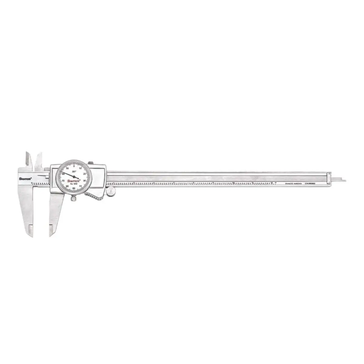 Starrett Dial Caliper with Adjustable Bezel and Fitted Case - White Face, 0-12