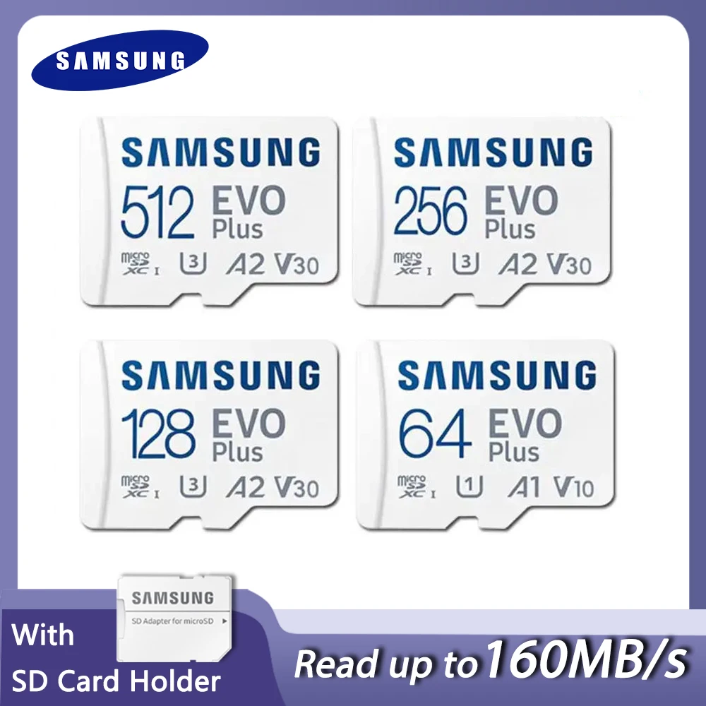 SAMSUNG EVO Plus Memory Card 64GB/128GB/256GB/512GB SDXC Micro SD/TF Flash Cards MicroSD UHS-1 For Phone Drone Camera