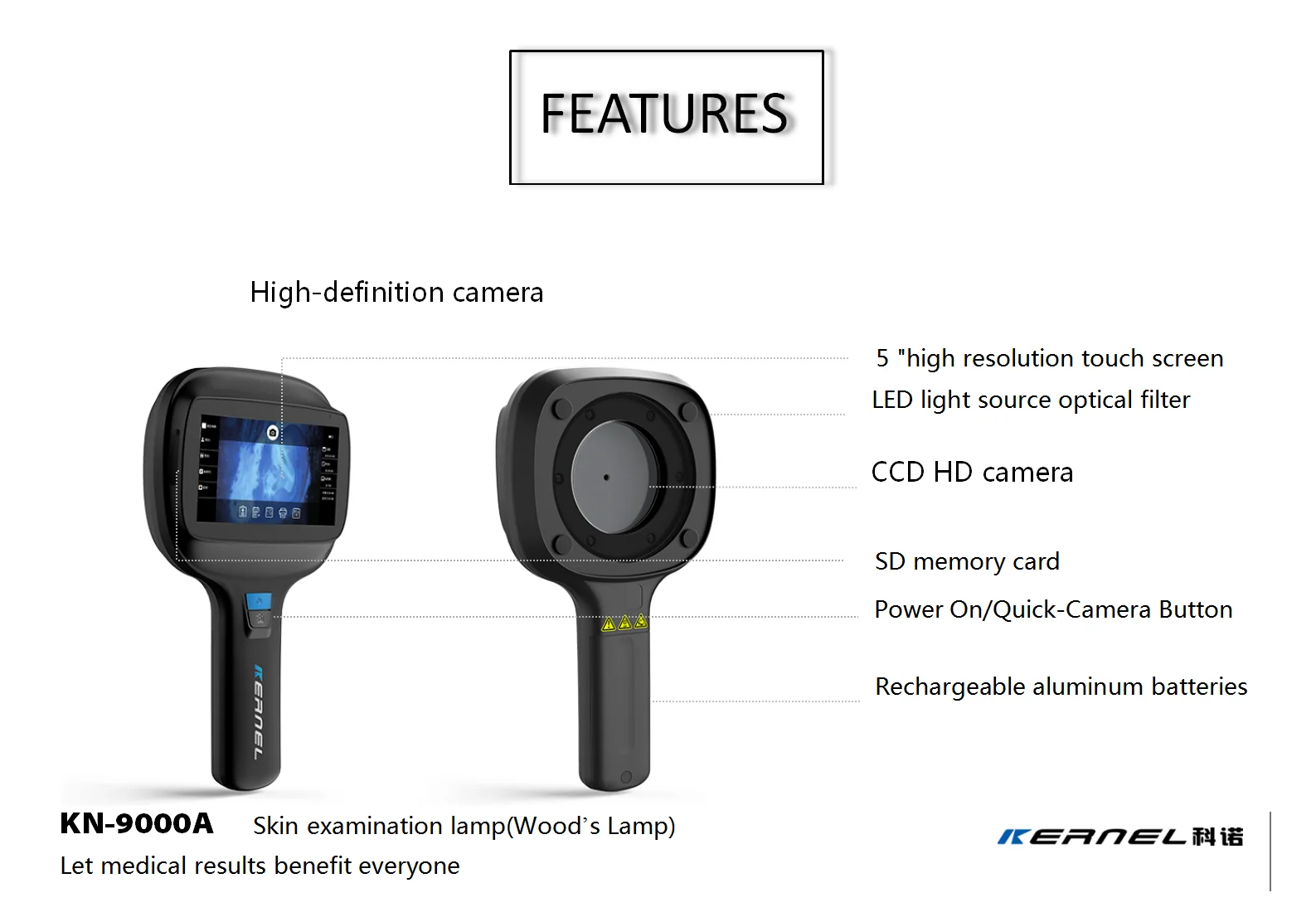 Kernel Medical Grade Skin Magnifier Ultraviolet Camera Woods Lamp Wood's lamp with UV light Android System