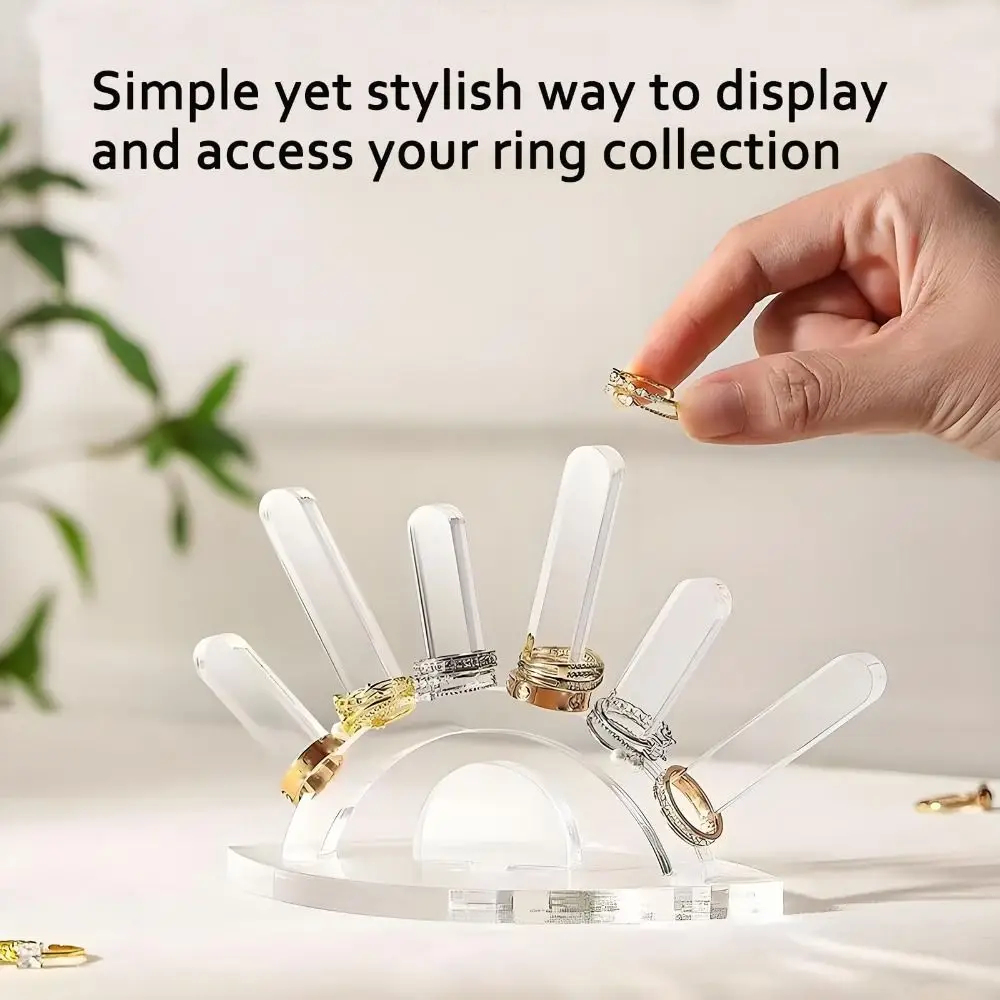 

Creative Acrylic Ring Rack Evil Eye Clear Jewelry Display Rack 6 Rods Tabletop Ring Holder