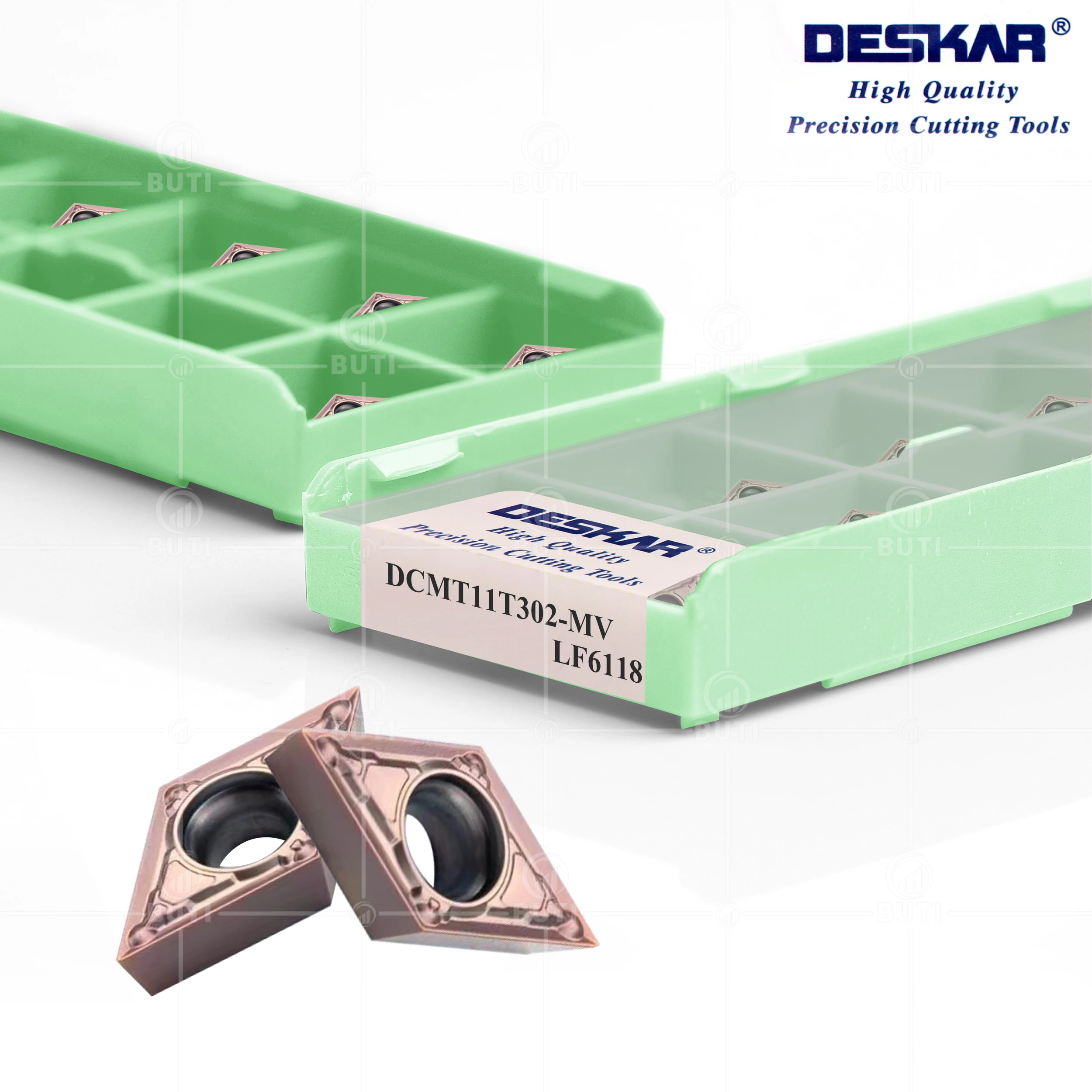 Imagem -02 - Deskar-cnc Inner Hole Turning Blades Cutter Tools para Processamento de Aço Inoxidável Dcmt11t302-mv Lf6018 Lf6118 100 Original