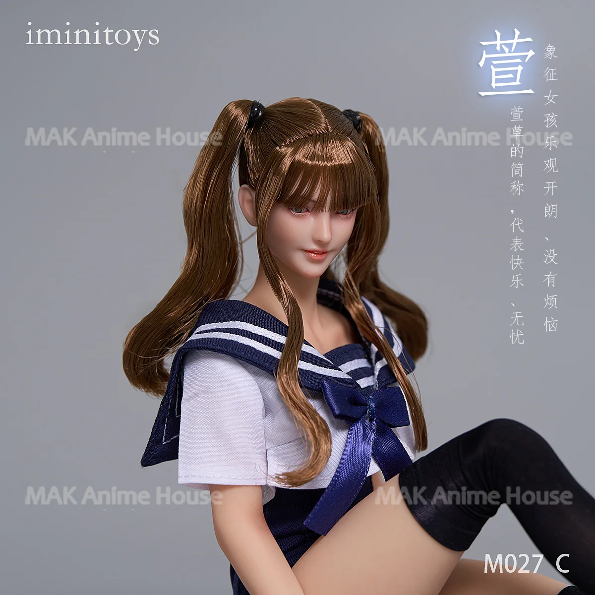 Iminitoys M027 1/6 Loli Girl Xuan tête sculptée yeux mobiles avec deux paires de globes oculaires pour corps de figurine de soldat féminin de 12 pouces