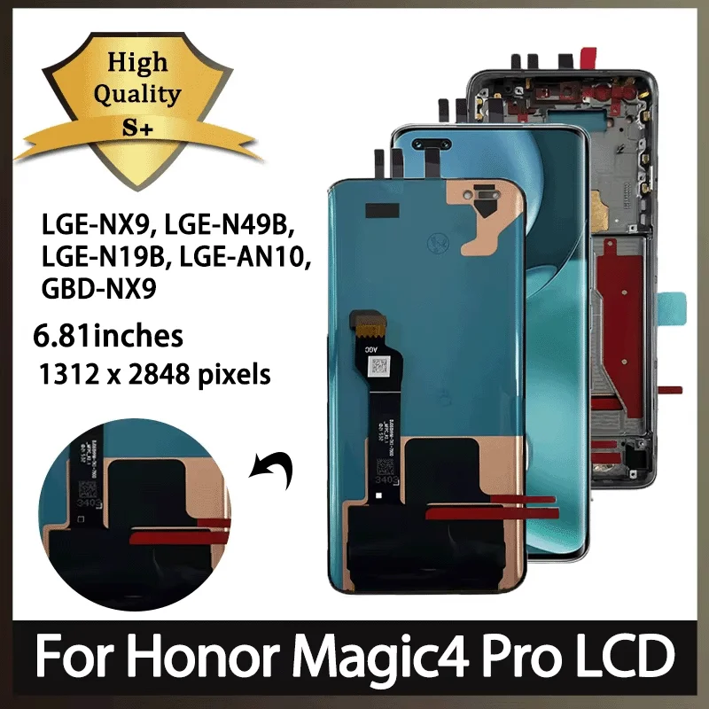 Pantalla Magic 4 Pro con marco para Honor Magic4 Pro LCD LGE-NX9 LGE-N49B pantalla táctil piezas de reparación de montaje