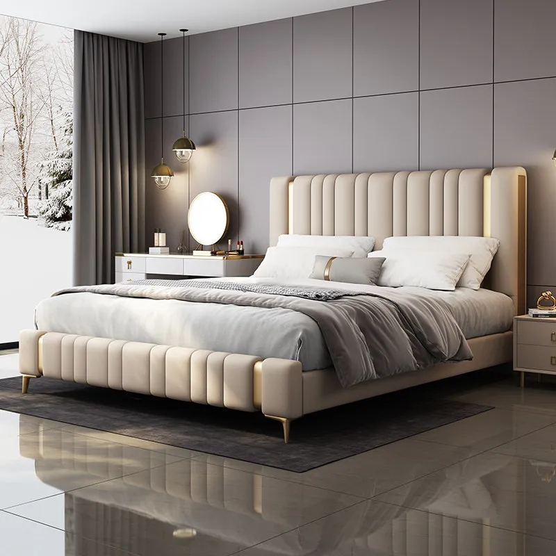 Headboard Couples Bedrooms Bed Queen Size Nordic Luxury Modern Room Frames Bed Loft Bases Double Camas Matrimoniales Furniture