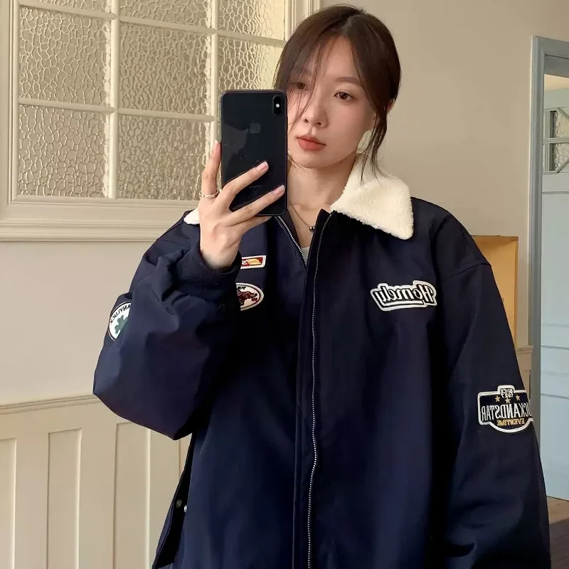 معطف شتوي من الصوف القطبي للنساء ملابس قطنية سميكة ملابس شتوية ملابس نسائية فضفاضة سترة شتوية غير رسمية ملابس علوية للسيدات