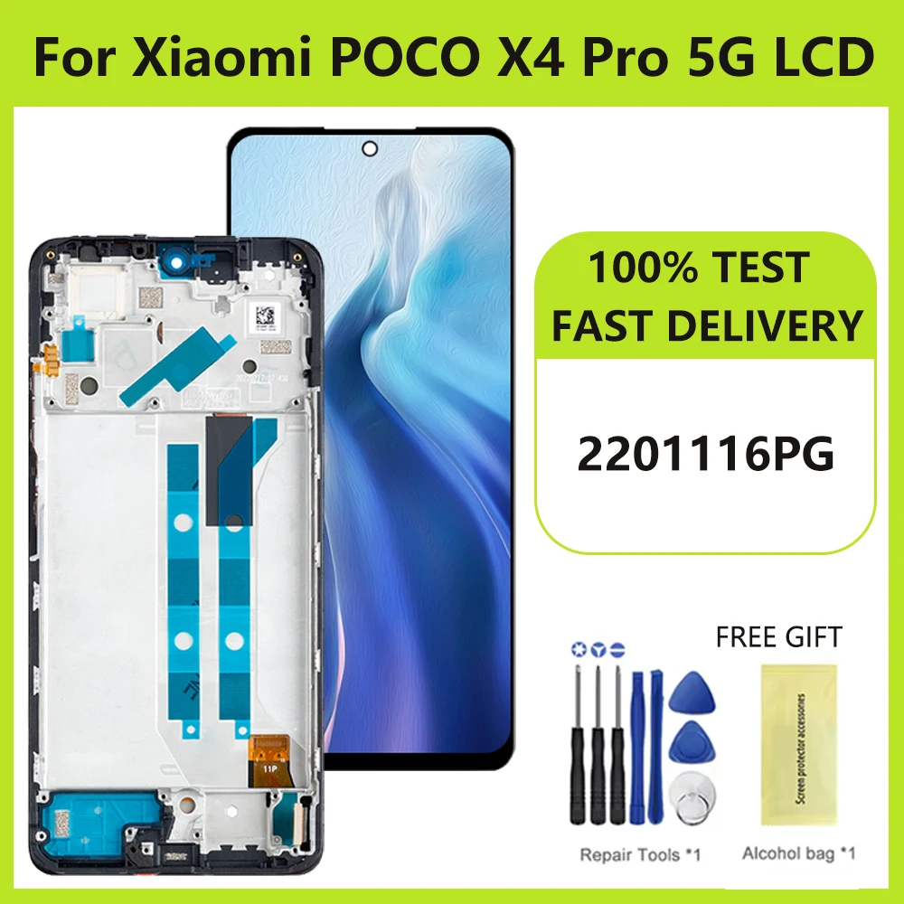 Super AMOLED For Xiaomi Poco X4 Pro 5G 2201116PG Display Screen Touch Panel Digitizer Assembly Replacement for Poco X4 Pro 5G