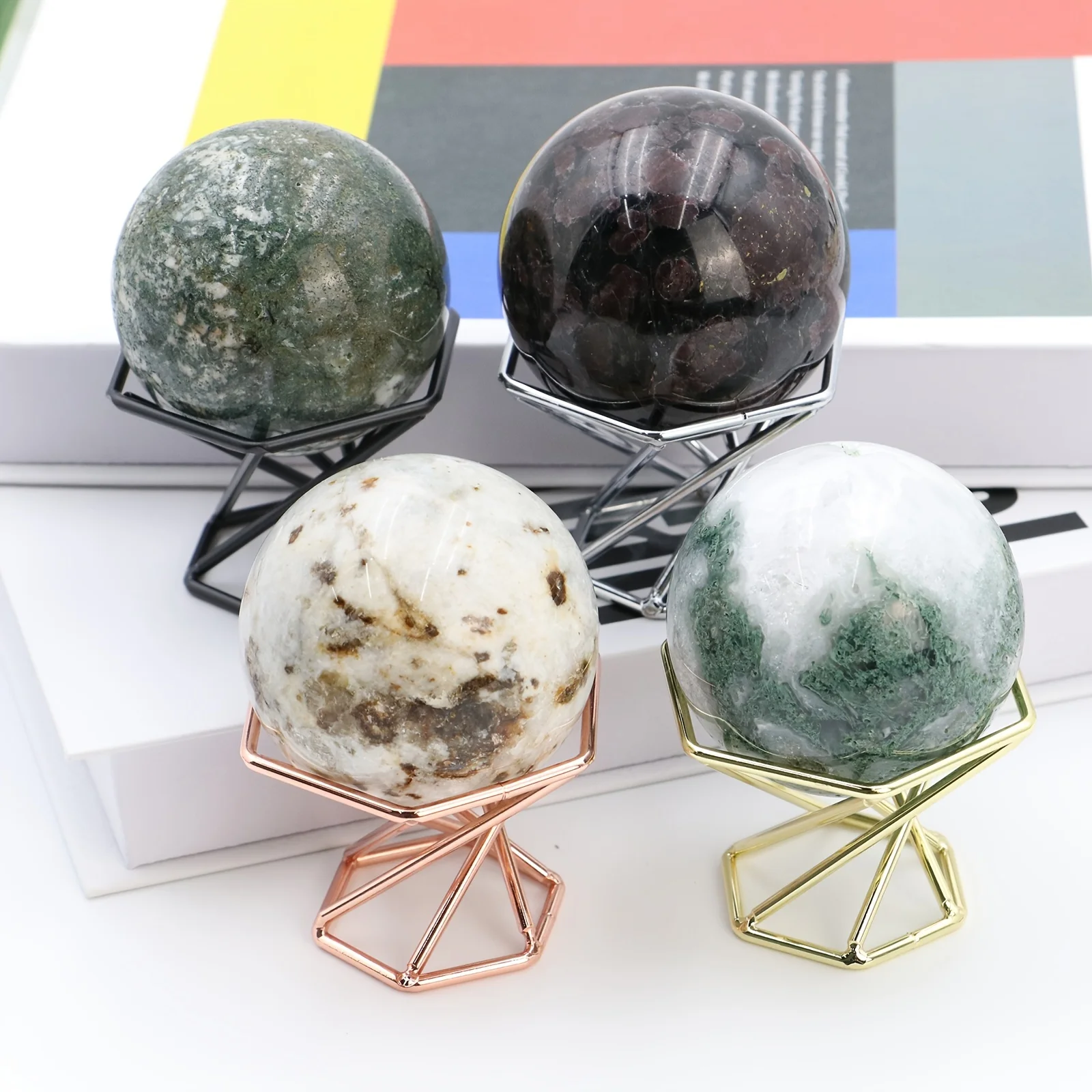 1pc Metal Ball Base Natural Crystal Sphere Stand Egg Holder Display Home Office Decoration Gifts