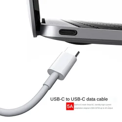 White USB2.0 Type-C To Type C Data Cable PD 100W High Current 5A USB-C E-Marker Fast Charging Data Line For MacBook Pro Charger