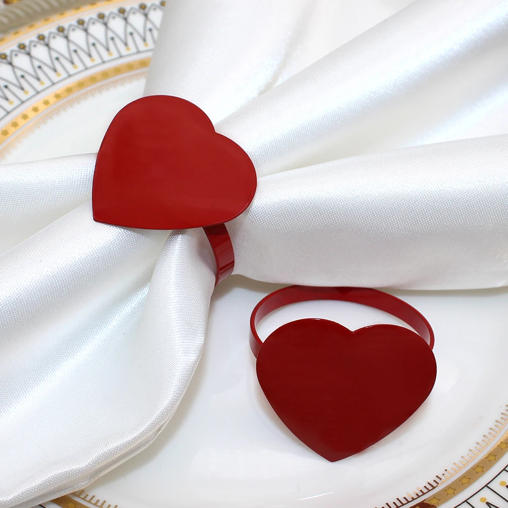 12Pcs Heart Napkin Ring Valentine Napkin Ring Holder for Bridal Shower Valentine's Day Wedding Christmas Table Decoration HWW06