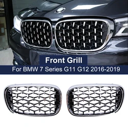 Car ABS Diamond Kidney Grill Racing Grilles For BMW 7 G11 G12 730i 740i 750i 740e 725d 730d 2016-2020 Bumper Grills Replacement