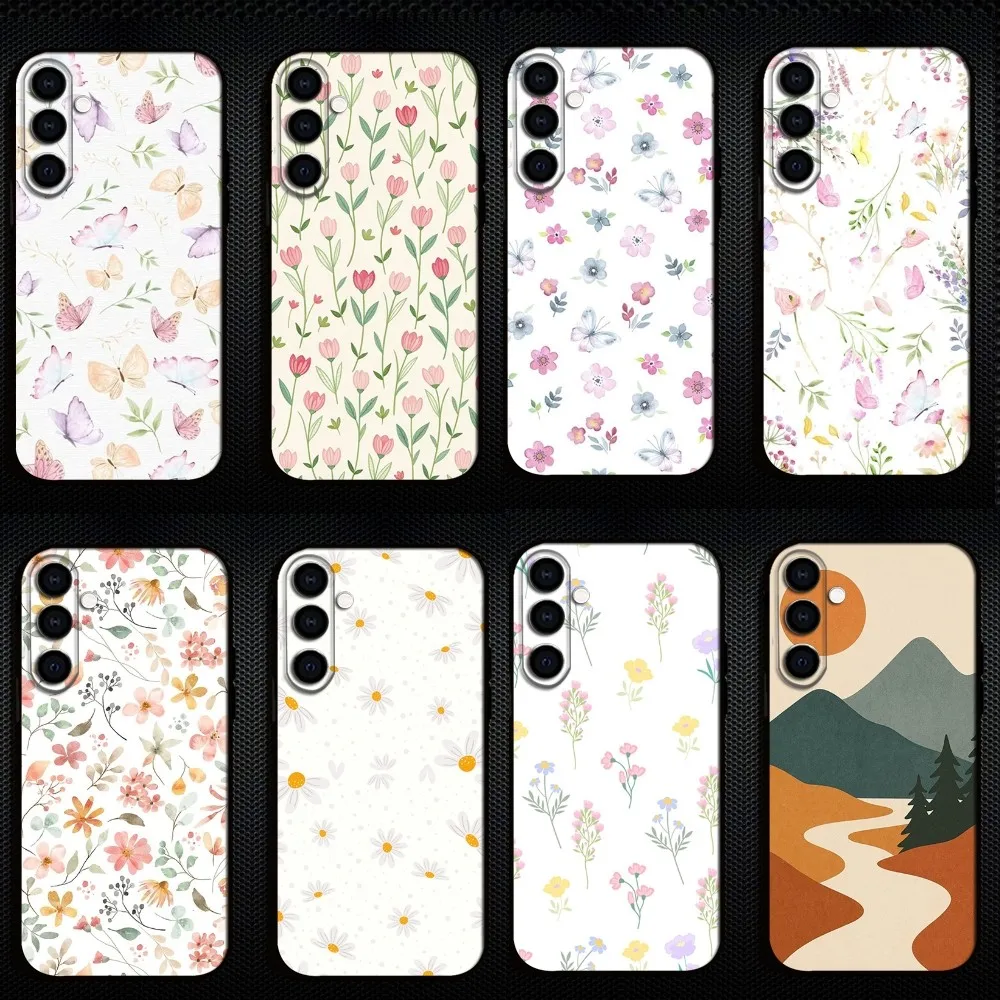 

flat design flower Phone Case For Samsung Galaxy A73/A72/A71/A70/A53/A52/A51/Others Soft Black Shell