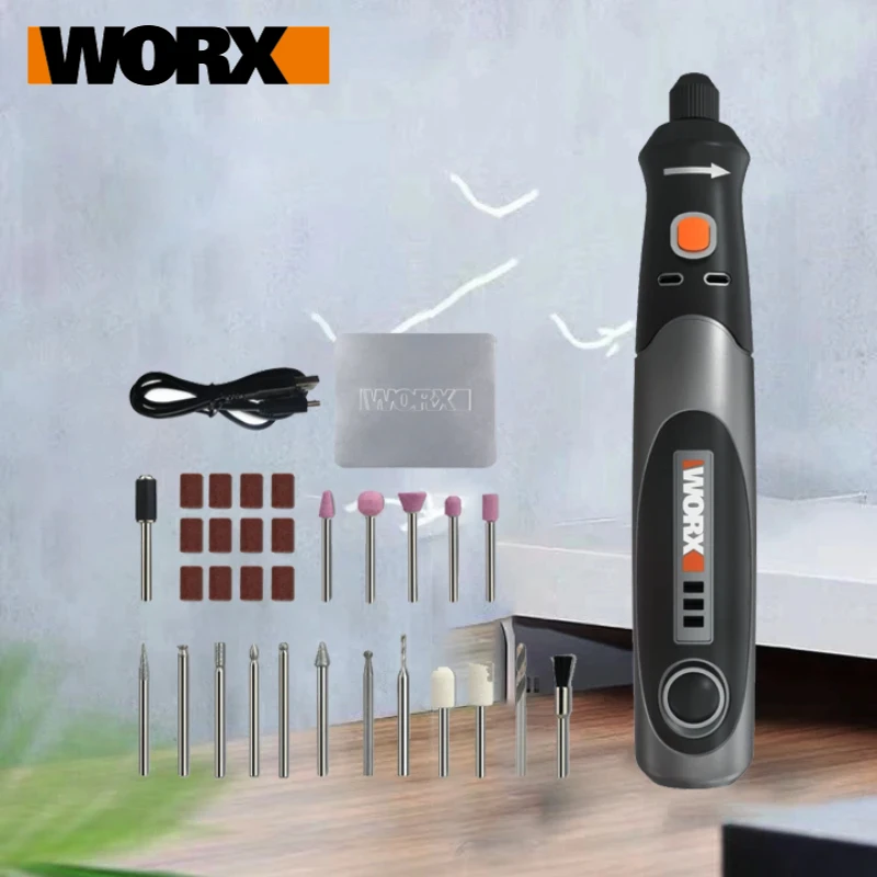 Worx 4V Mini Electric Drill WX750 Cordless Rotary Tool Engraving Grinding Polishing Machine USB Charging Variable Grinder Tools