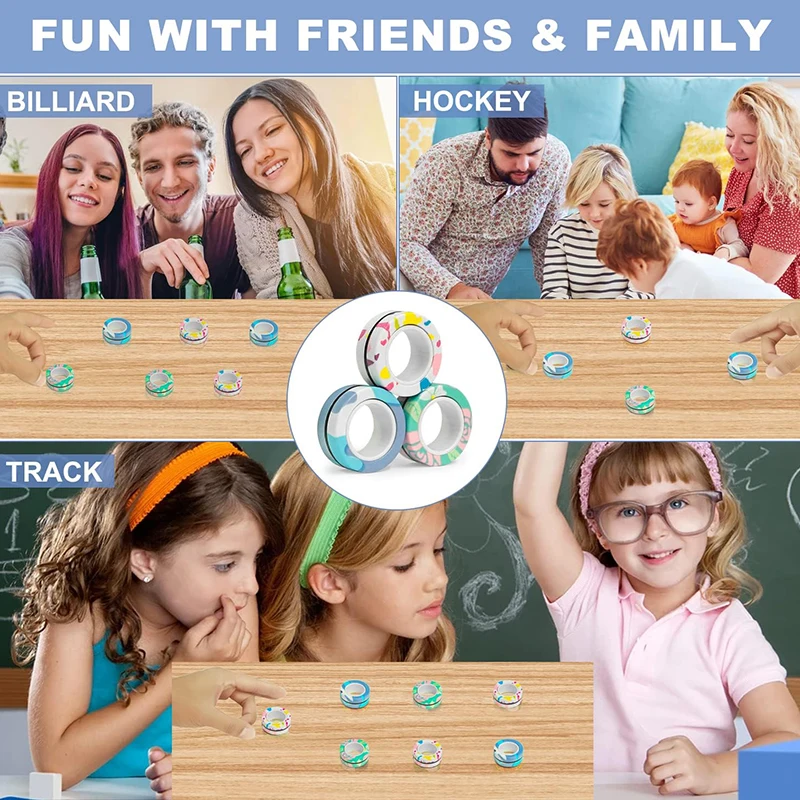 3 個の新しいアップグレードフィジェット磁気リング抗ストレスおもちゃカラフルな磁石スピナーリングストレスを軽減指先のおもちゃ大人用