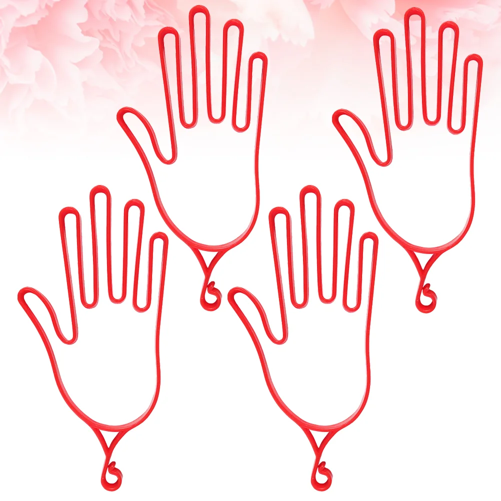 4pcs Use Hand Shape Plastic Glove Rack Drying Frame Retaining Bracket Glove Hanger Stretcher (Red) Glove Drying Frame