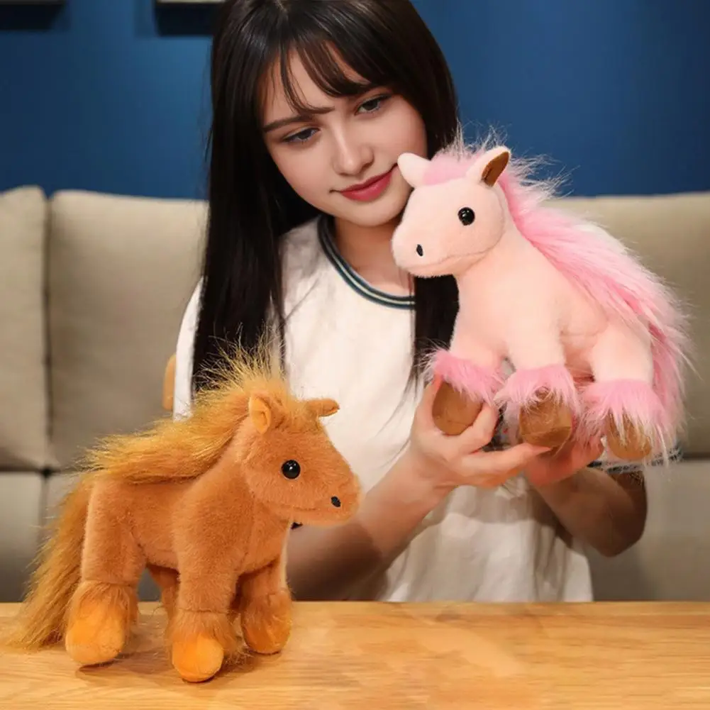 Caballo de peluche de juguete, caballo realista, juguete de peluche, 12 muñecos de peluche coleccionables, almohada para niños, tamaño de simulación, muñeca suave con personal