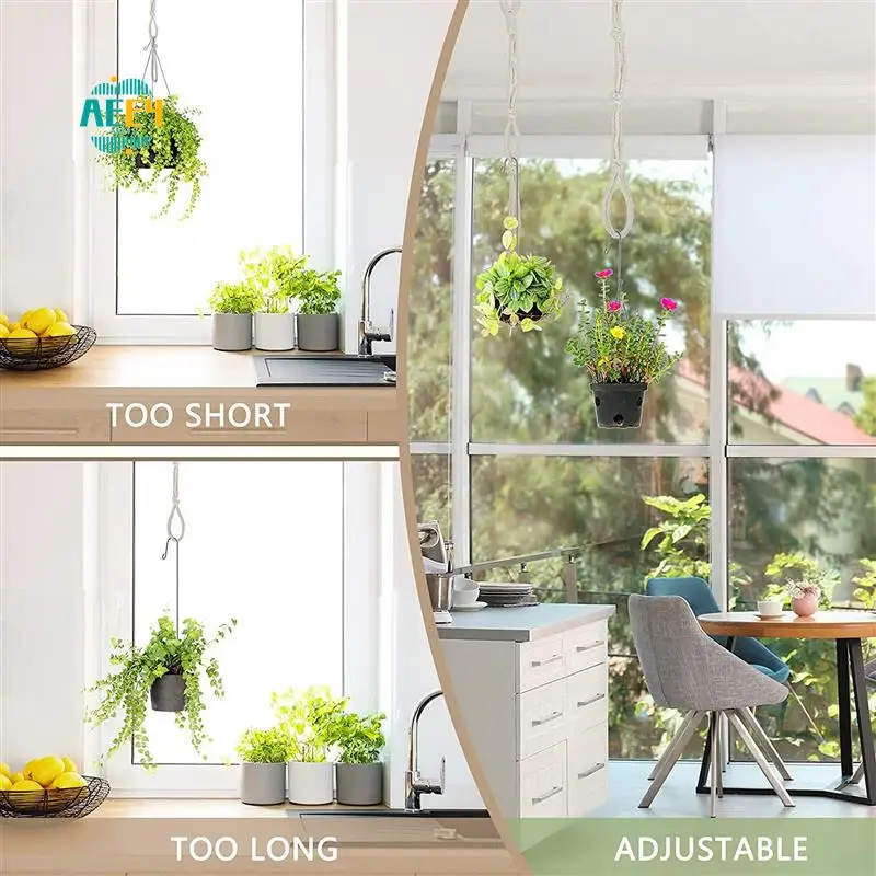 

AEE4-4 Pieces Macrame Beige Plant Hanger Extender Rope Plant Hanging Basket Extender Large Hanging Plant Pot Holders