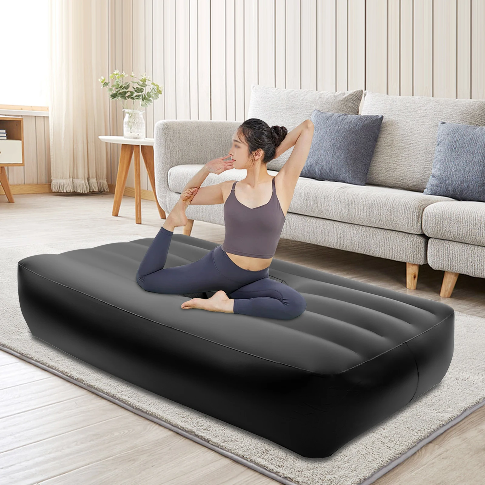 Post Surgery Recovery Bed with Hole, PVC Inflatable Bed, Inflatable Bed, PVC Air Bed Inflatable Mattress - Black